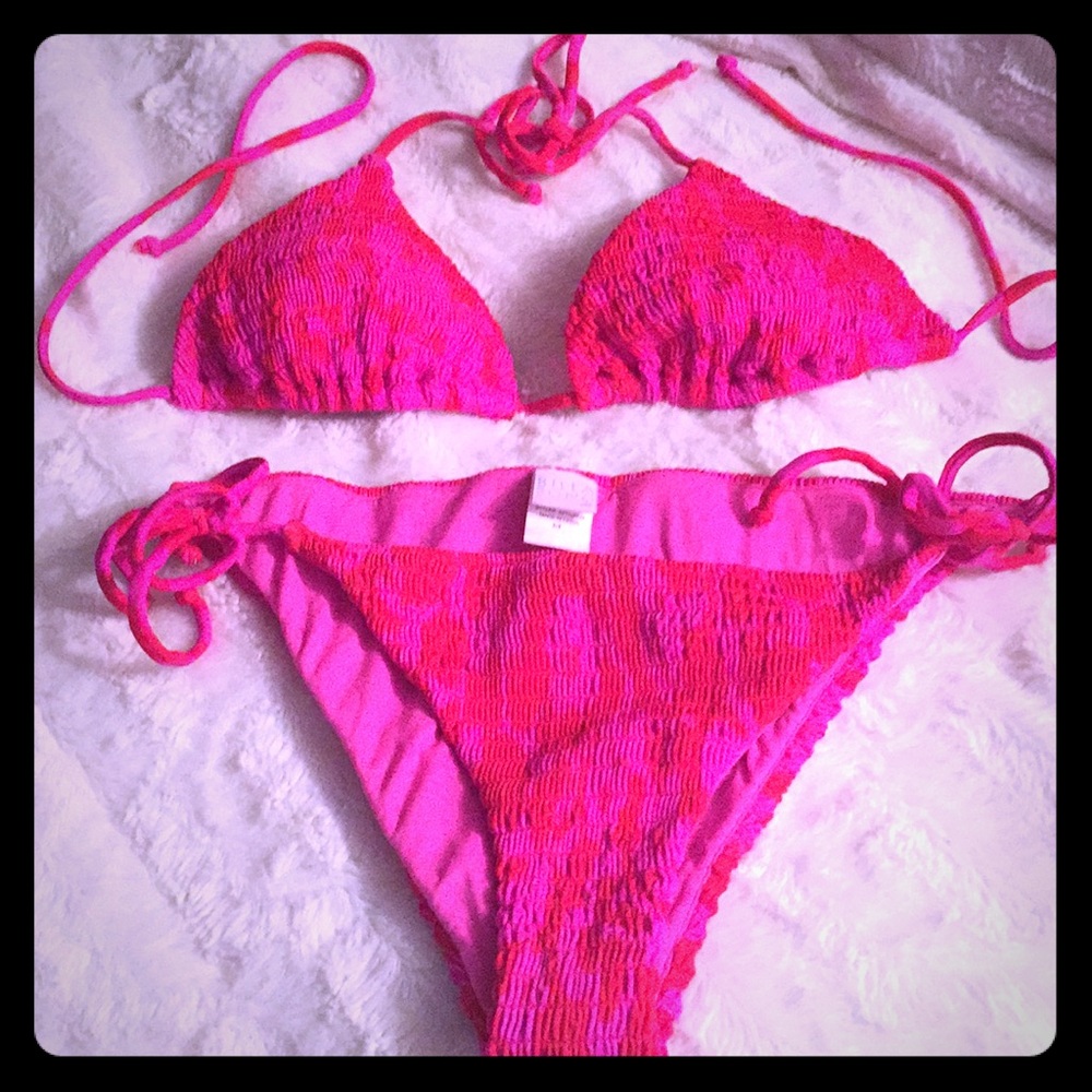 Billabong Red & Fluorescent Pink Bikini